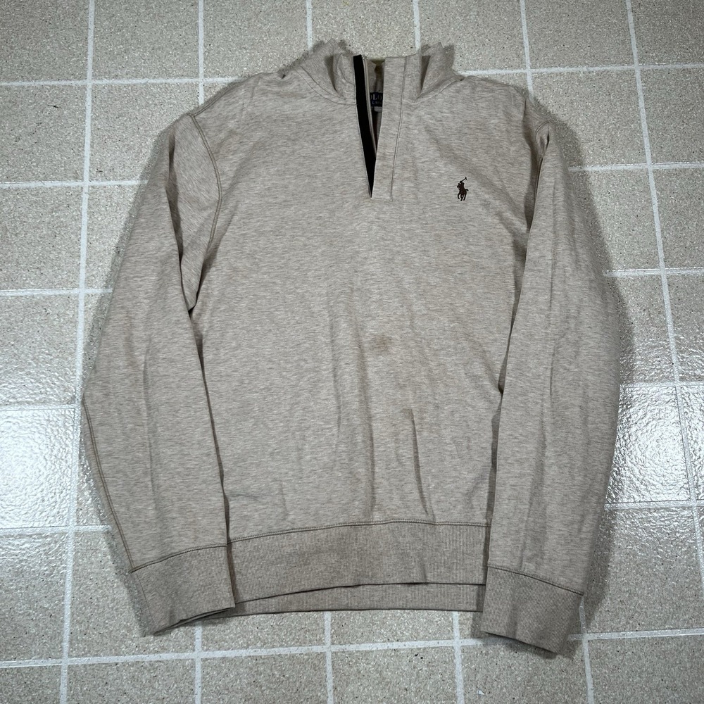 Polo Ralph Lauren Long Sleeve Luxury Jersey Quarter Zip Sweater 1/4 Size L